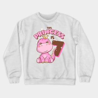 This Princess is 7 Girls 7th Birthday Pink Dinosaur Party Crewneck Sweatshirt